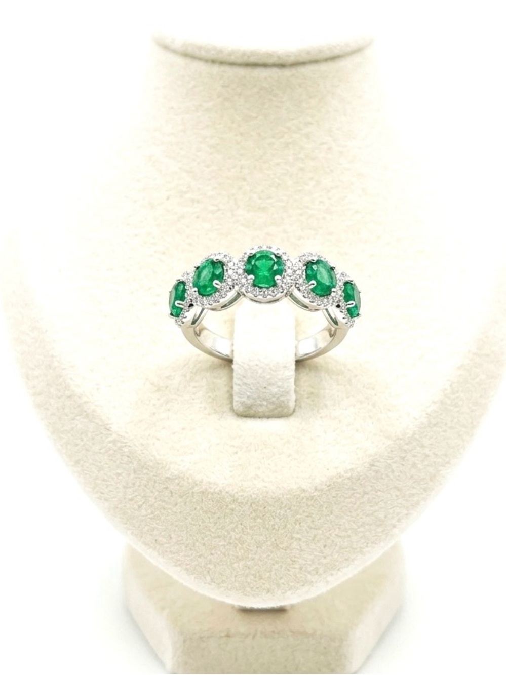 New S925 Sterling Silver Emerald Infinity White Sapphire Band Ring (Hallmarked)